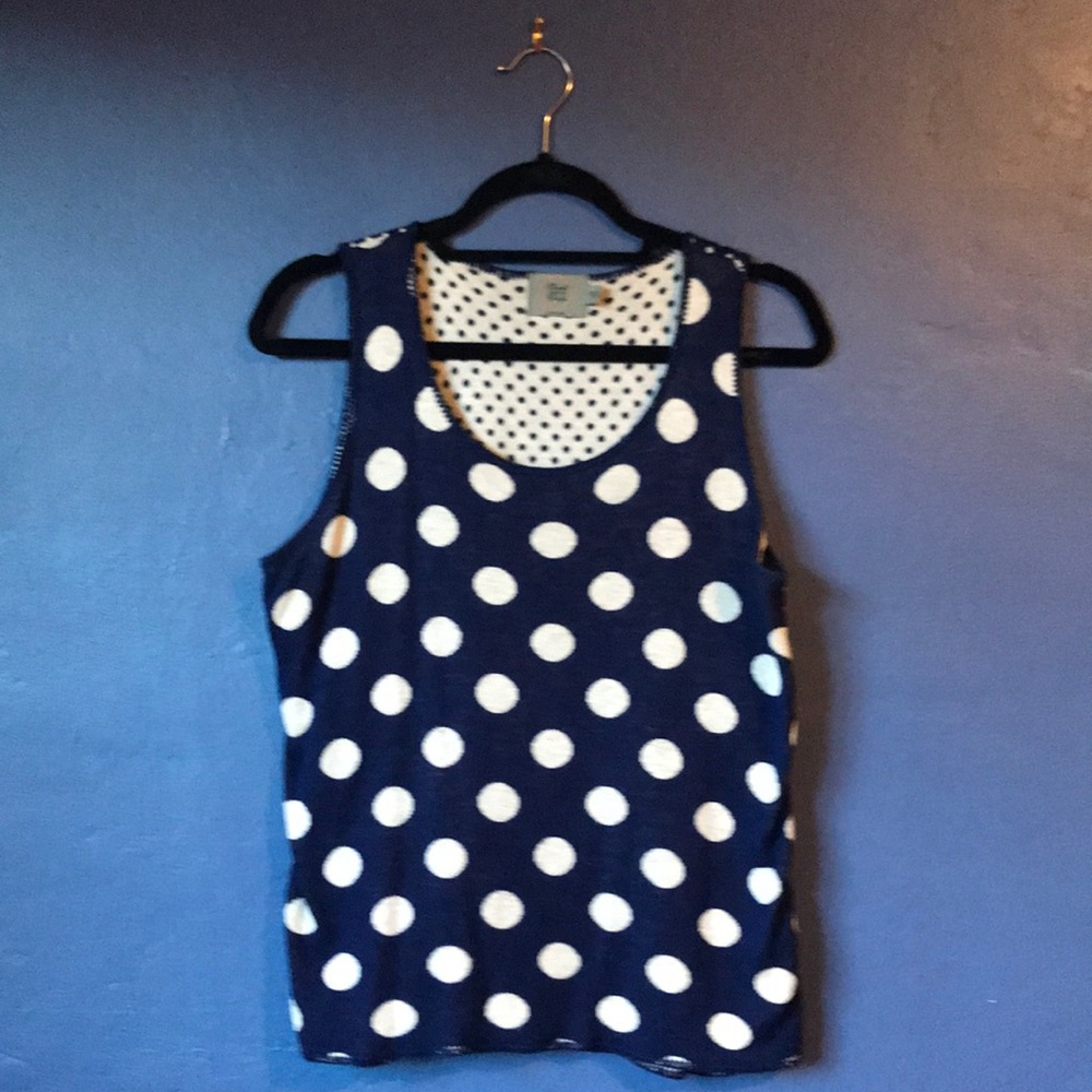 Blue and cream polka dots